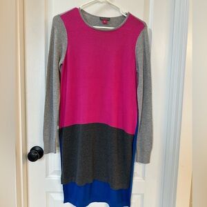 Vince Camuto Gray pink and blue sweater dress.